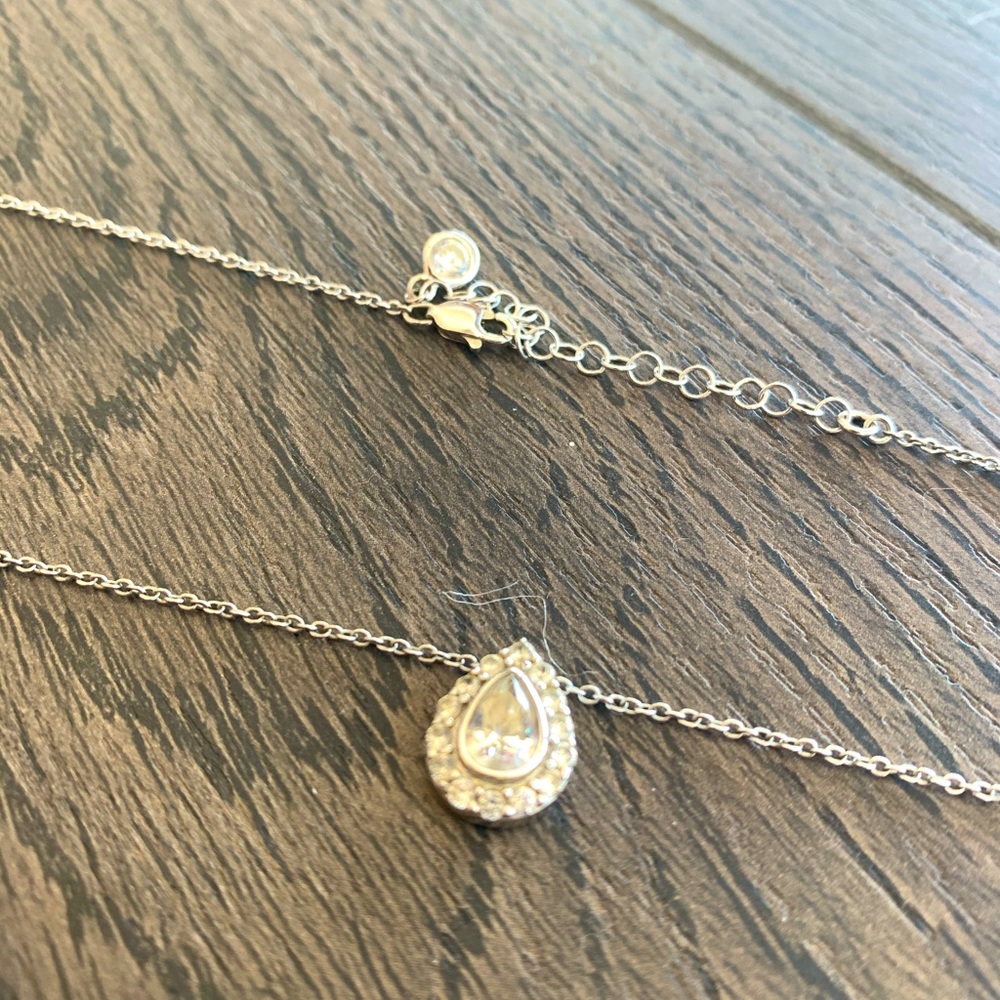 Nadri Pear Shaped Crystal Silver Necklace
